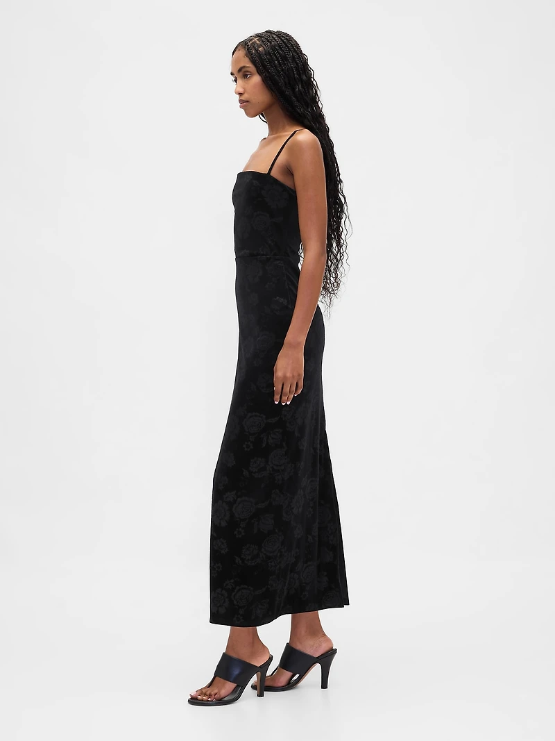 Velvet Square-Neck Maxi Dress