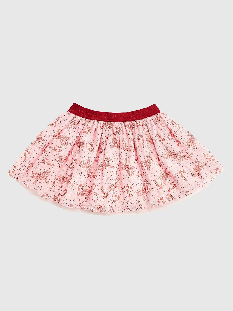Sweet Wink Candy Cane Bow Printed Christmas Tutu