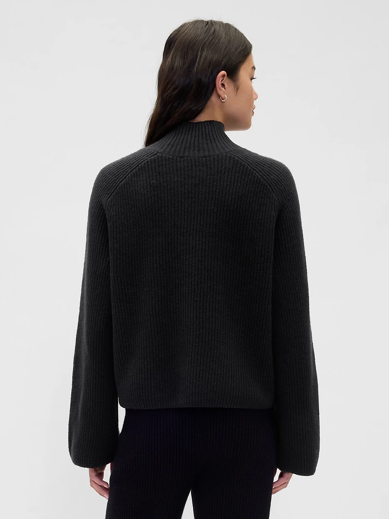 CashSoft Shaker-Stitch Turtleneck Sweater