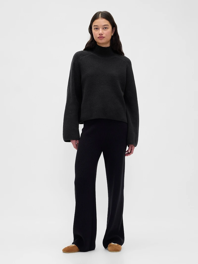 CashSoft Shaker-Stitch Turtleneck Sweater