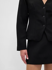 BiStretch Structured Button-Front Top