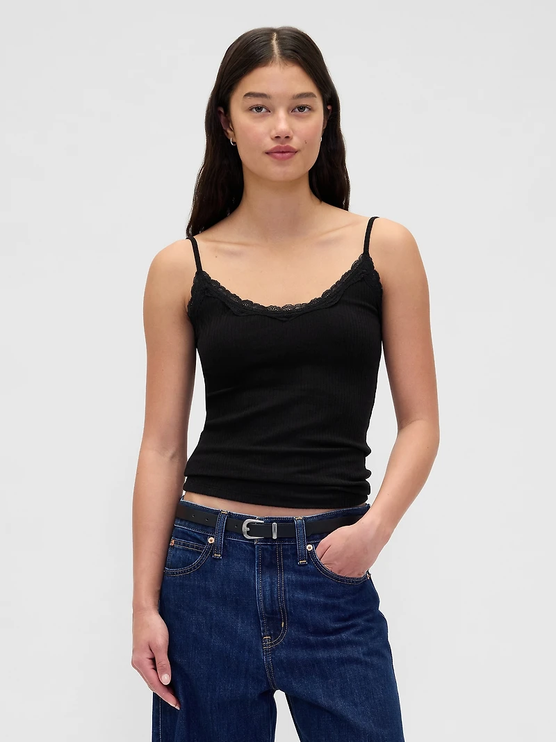 Lace-Trim Pointelle Cami