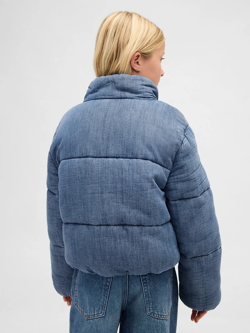 Kids Cozy-Lined Denim Puffer Jacket
