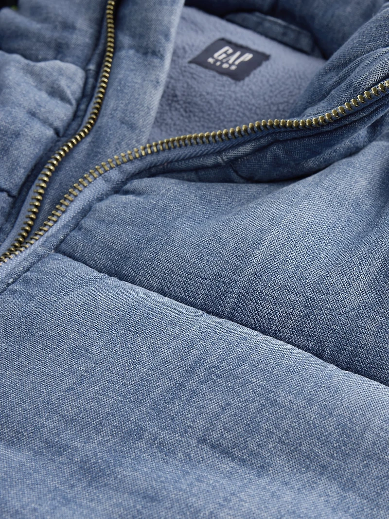 Kids Cozy-Lined Denim Puffer Jacket