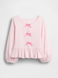 Baby & Toddler Bow-Front Rib Peplum Top