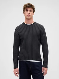 Wide Rib Slim Crewneck Sweater