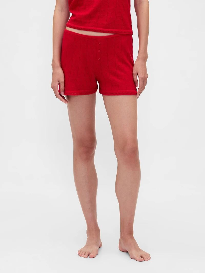 Lightweight CashSoft Pointelle Heart PJ Shorts