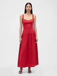 Linen-Blend Drop-Waist Corset Maxi Dress