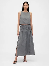 Cotton Gauze Smocked-Waist Maxi Skirt
