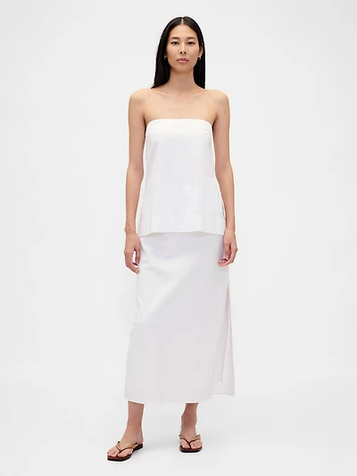 Linen-Blend Maxi Skirt