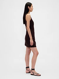 Linen-Blend Asymmetrical Mini Dress