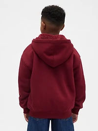 Kids Relaxed Sherpa-Lined Zip Logo Hoodie