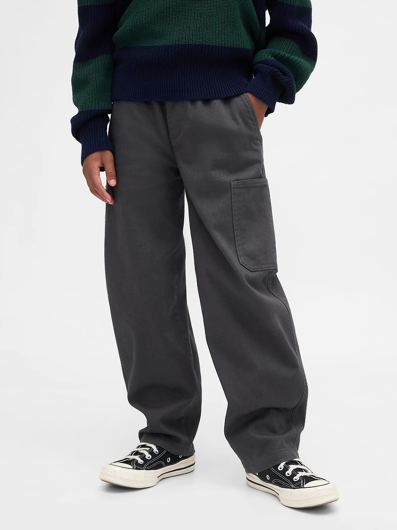 Kids Brushed Cargo Baggy Taper Pants
