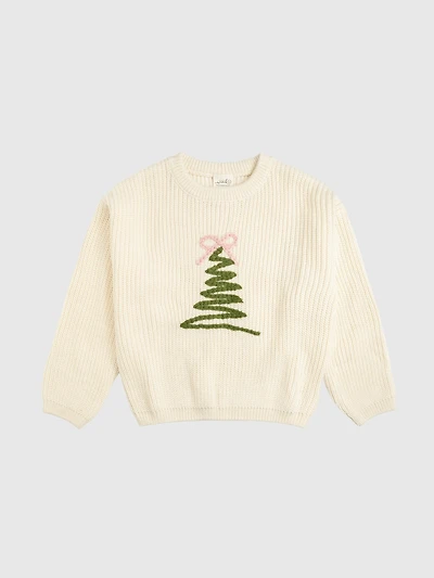 Sweet Wink Coquette Christmas Tree Knit Sweater