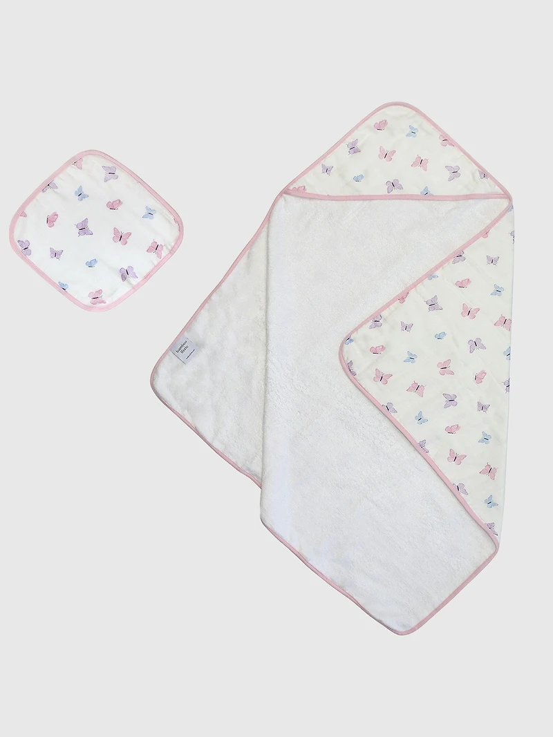 Bamboo Little Butterfly Hooded Towel Set