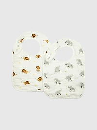 Bamboo Little Elephant and Lion Bib Set