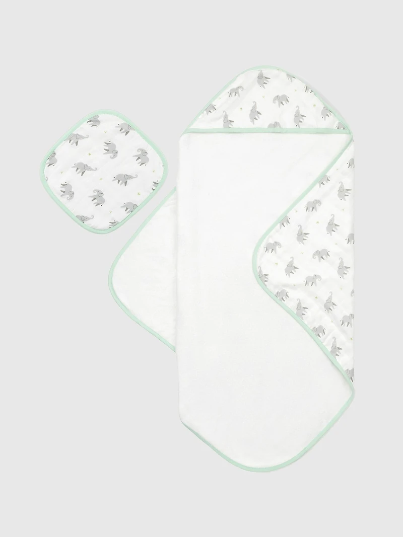 Bamboo Little Elephant Hooded Towel Set