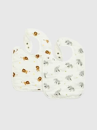 Bamboo Little Elephant and Lion Bib Set