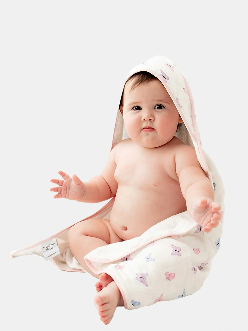 Bamboo Little Butterfly Hooded Towel Set
