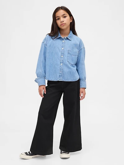Kids High Rise Stride Wide-Leg Ankle Jeans