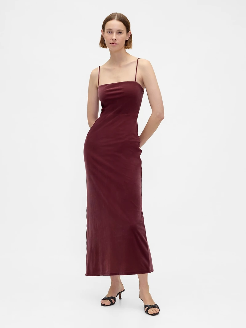 Velvet Square-Neck Maxi Dress