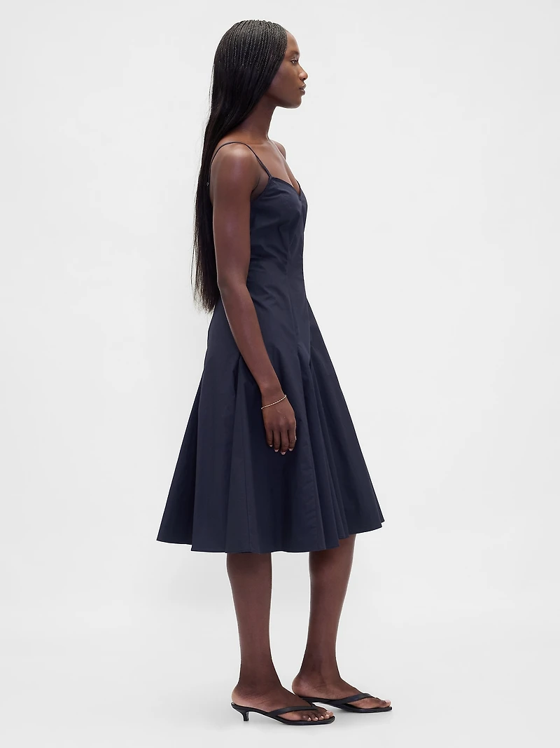 Seamed V-Neck Midi Dress