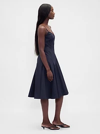 Seamed V-Neck Midi Dress