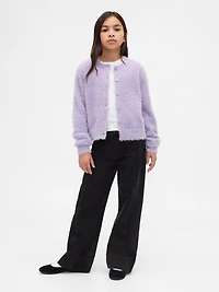 Kids Metallic Eyelash Cardigan Sweater