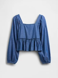 Kids Chambray Peplum Top
