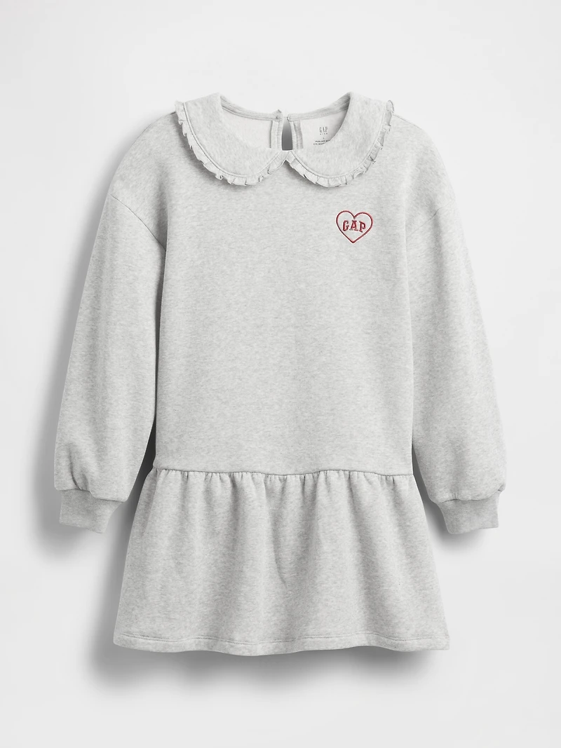 Kids Oversized Ruffle Collar Logo Sweatshirt Dress