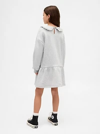 Kids Oversized Ruffle Collar Logo Sweatshirt Dress
