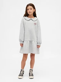 Kids Oversized Ruffle Collar Logo Sweatshirt Dress