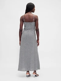 Linen-Blend Lace Inset Maxi Dress