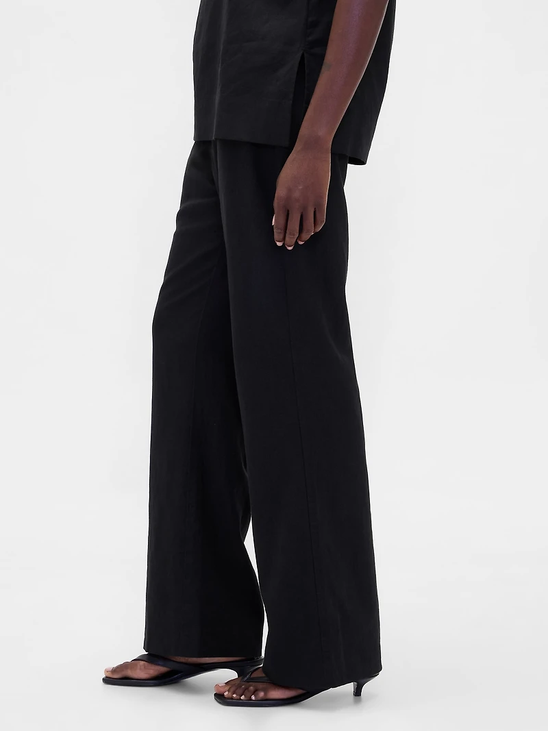 Low Rise Linen-Blend Flare Pants