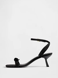 Velvet Bow Open-Toe Strappy Kitten Heels