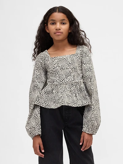 Kids Poplin Peplum Top