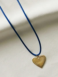 Exclusive Gap Denim Ribbed Heart of Gold Necklace