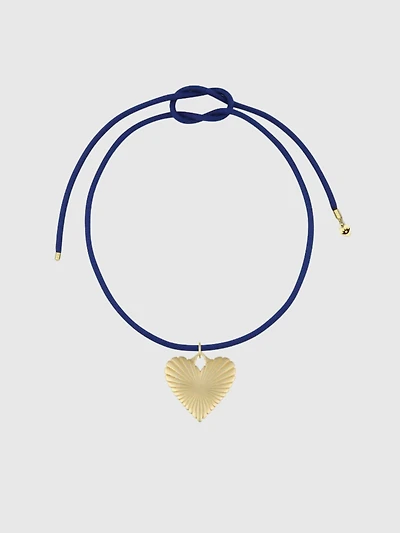 Exclusive Gap Denim Ribbed Heart of Gold Necklace