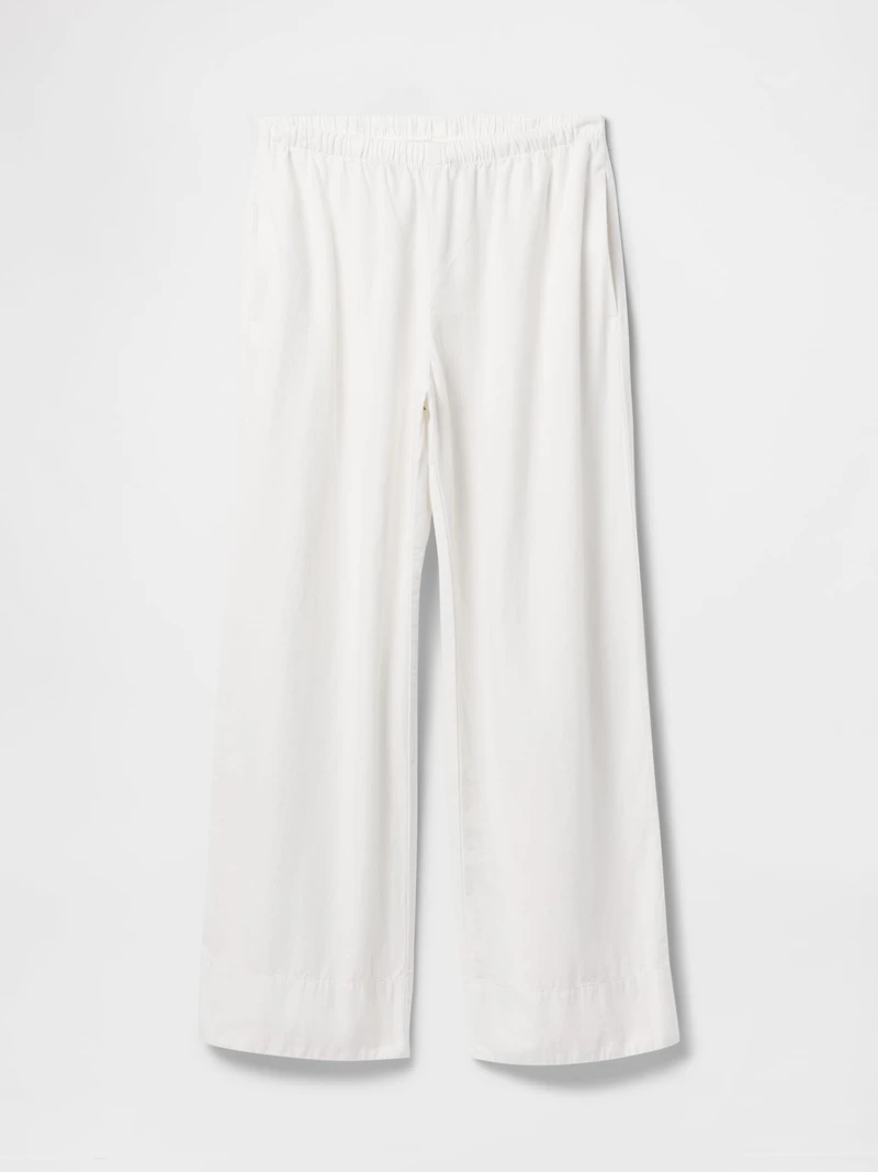 Linen-Blend Easy Wide-Hem Pants