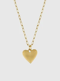 HART Small Ribbed Heart of Gold Necklace