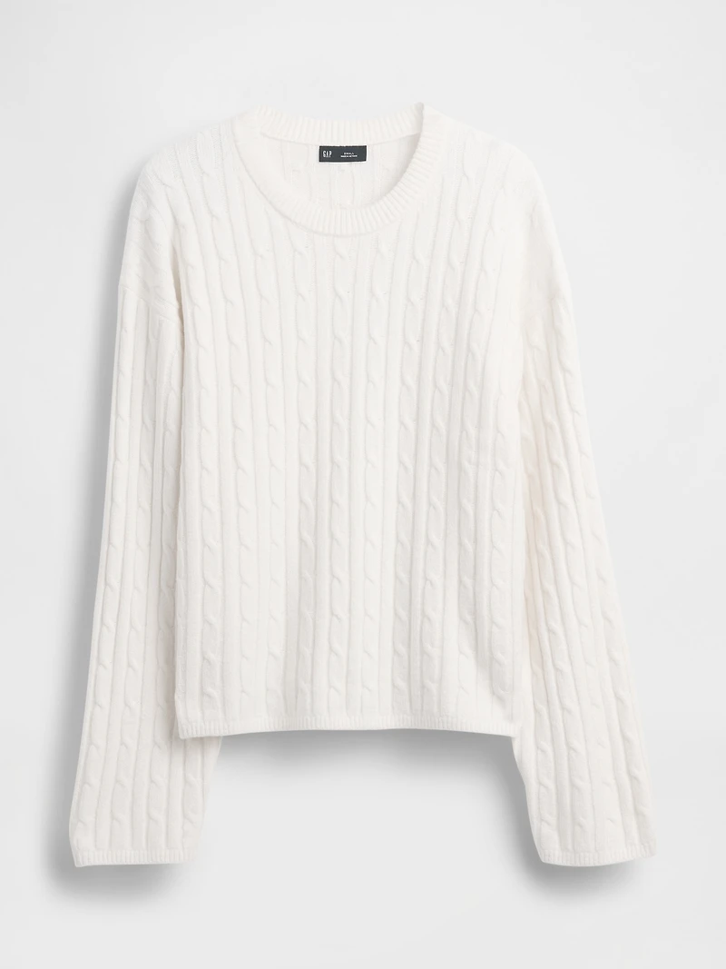 CashSoft Cable-Knit Crewneck Sweater