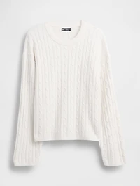CashSoft Cable-Knit Crewneck Sweater