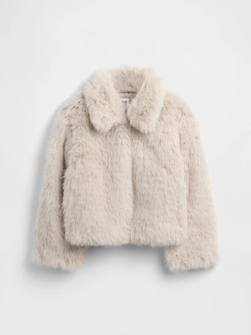 Kids Recycled Faux Fur Crop Coat