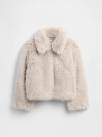 Kids Recycled Faux Fur Crop Coat