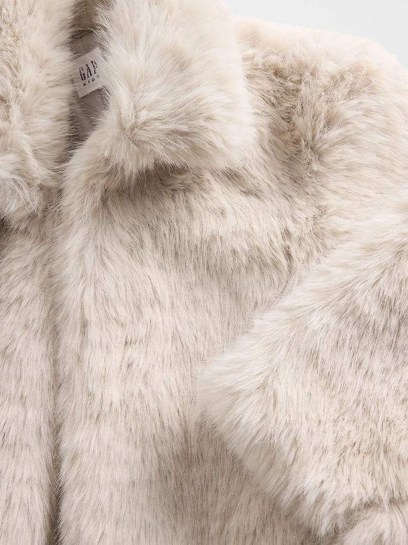 Kids Recycled Faux Fur Crop Coat