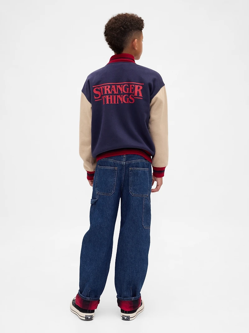 Stranger Things Kids Flannel-Lined Carpenter Baggy Jeans