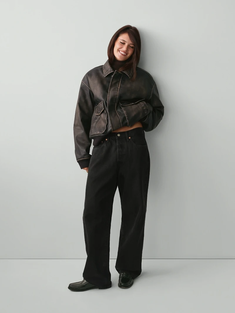 Recycled Vegan Leather Bomber Jacket