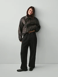 Recycled Vegan Leather Bomber Jacket