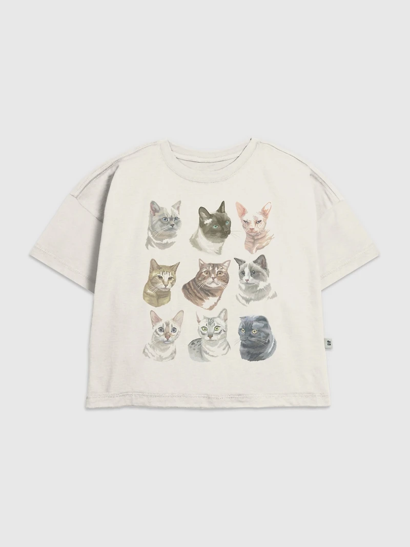 Kids Cat Faces Graphic T-Shirt