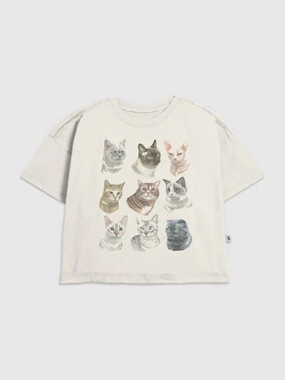 Kids Cat Faces Graphic T-Shirt